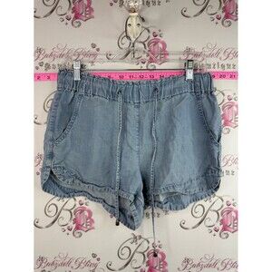Dex shorts comfy flowy stretch Light Blue High Waist Drawstring Denim Shorts